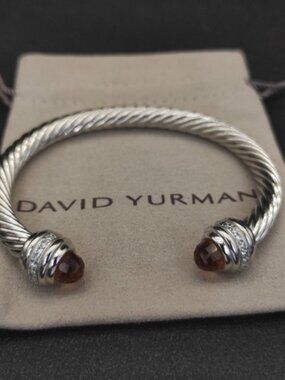David Yurman Silver Bracelet with Brown Accents 7mm